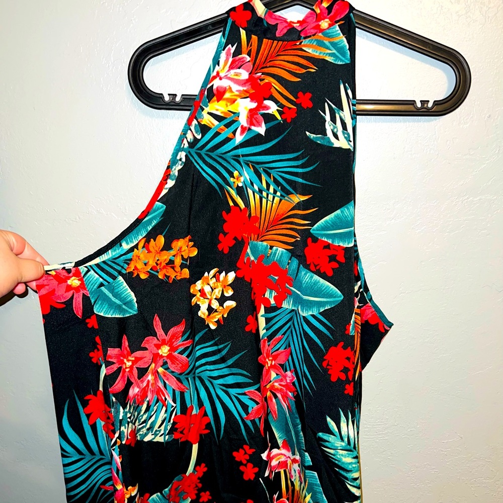 Floral / Tropical Print Halter Dress